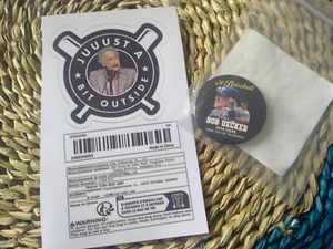 Bob Uecker Mr. Baseball Colored Pin and Sticker/Decal Brand New  -  LAST ONE! - Picture 1 of 2