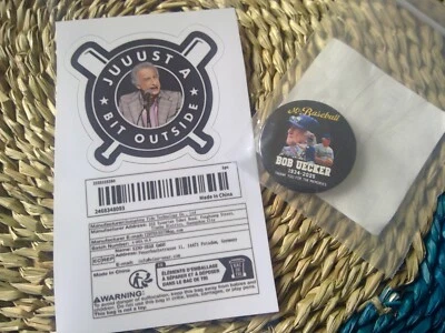 Bob Uecker Mr. Baseball Colored Pin and Sticker/Decal Brand New  -  LAST ONE! - Image 1 of 2