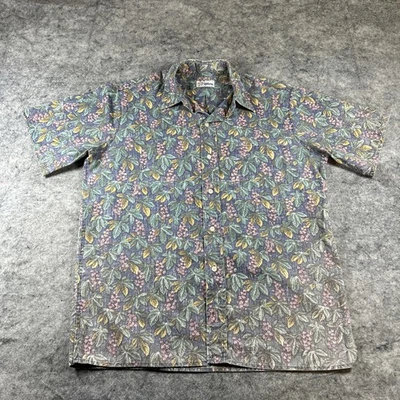 VTG Reyn Spooner Hawaiian Camp Shirt Mens Medium Floral Leaves Surf Beach Tropic - Image 1 of 4