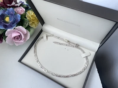 SUPERB HEAVY 925 SOLID STERLING SILVER CHUNKY 17" 43CM MODERNIST CHAIN NECKLACE - Image 1 of 4