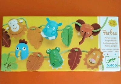 Деревянные нитчатые бусины Djeco Perles животные джунгли детская игра для детей возраст 2+  - Изображение 1 из 4