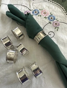FB Rodgers Silver Napkin Rings Mid Century Elegant Seasonal Table Ware Lot of 7 - Picture 1 of 10