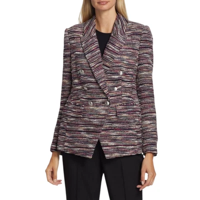 Blazer para mujer Elie Tahari talla 10 tweed doble pecho metálico chaqueta de vacaciones Foto 1 de 4