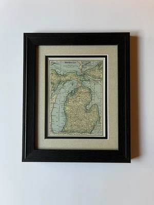 1927 MICHIGAN State Map by C.S Hammond, Frame/Double Mat SEE DESCRIPTION - Image 1 of 3