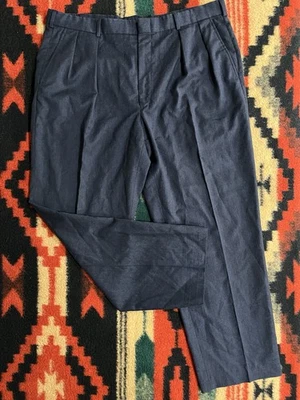 Lands End Pants Mens 38 100% Wool Pleated Trouser USA Made Suspender Flannel - Image 1 of 4