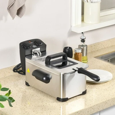 HOMCOM Fritteuse 3L mit Einstellbar Thermostat Herausnehmbarer Ölbehälter Timer - Bild 1 von 4