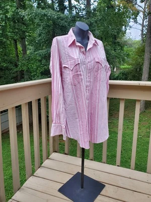 Camisa vaquera vintage H Bar C ropa de rancho camisa a rayas con botones Foto 1 de 4