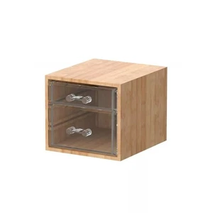 Bamboo Makeup & Jewelry Organizer with 2 Clear Acrylic Drawers, Nonslip Storage - Picture 1 of 3