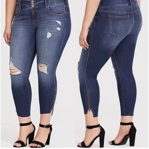 Pantalones de mezclilla Torrid Jeans Stiletto Jegging Plus 22 desgastados rasgados con cremallera al tobillo - Imagen 1 de 13