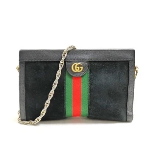 Gucci Shoulder Bag Sherry Line Black Suede Leather 2877513 - Picture 1 of 11