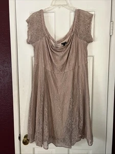 Torrid Women’s Dress 24 Off The Shoulder Modi Lace Taup Lined Short Sleeves - Picture 1 of 8