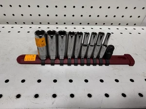 Husky 1/4 in. Drive Deep Metric Socket Set w/ Red Rail (10-Piece) - Picture 1 of 2