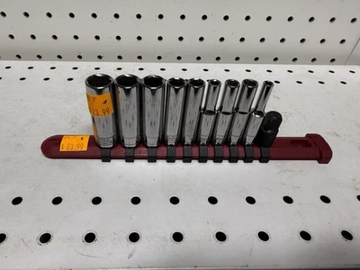 Husky 1/4 in. Drive Deep Metric Socket Set w/ Red Rail (10-Piece) - Image 1 of 2