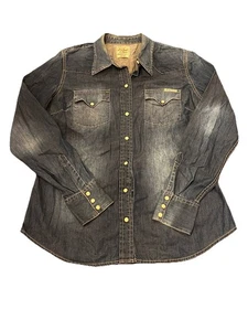 Lucky Brand Western Hemd Classic Pearl Snap Blau Denim Rodeo Cowgirl Größe Lg - Bild 1 von 13