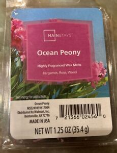 Ocean Peony Highly Fragranced Wax Melts - Mainstays 1.25 oz ea 5/6 Remain