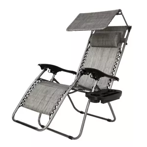 Zero Gravity Chair with Canopy Patio Sunshade Lounge Lawn Chair /w Cup Holder - Picture 1 of 12