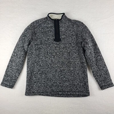 ORVIS Sweater Mens Large Black Gray Quarter Zip Heavy Warm - Image 1 of 4