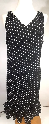 Evan-Picone Dress Polka Dots Black and White Shift Size Medium - Image 1 of 4