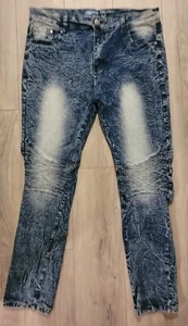 MECCA SINCE DAY ONE STRETCH W38/L33 PREWASH DESTROYED BLUE DENIM MENS JEANS NWT - Picture 1 of 15