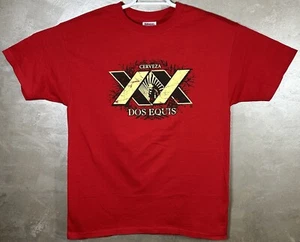 Dos Equis Cerveza XX Shirt Adult Mens Medium Red Summer Time Brews Beer Casual - Picture 1 of 6