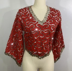 Vintage Dance Top Sequin 1980s Cheerleader Medium - Picture 1 of 12