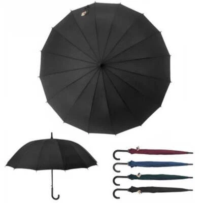 OMBRELLO AUTOMATICO ANTI PIOGGIA ANTIVENTO GRANDE 16k STECCHE MANICO UOMO DONNA - Immagine 1 di 3