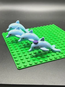 Lego (4) Friends "JUMPING LIGHT AQUA DOLPHIN with BLUE EYES"  Minifigure Lot 39 - Picture 1 of 4