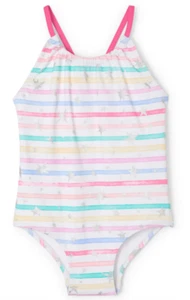 Hatley Twinkle Stars Stripe One-Piece Swimsuit L44454 Girl's Size 7 - Picture 1 of 3