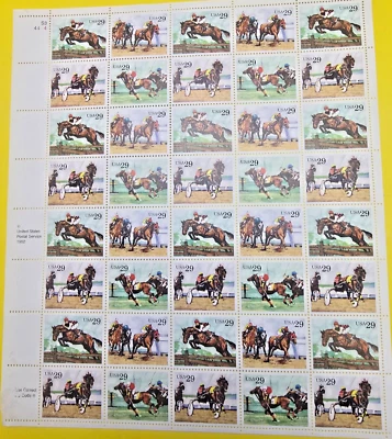 US Stamp Sheet of 40 Sporting Horses 1993 - Image 1 of 4