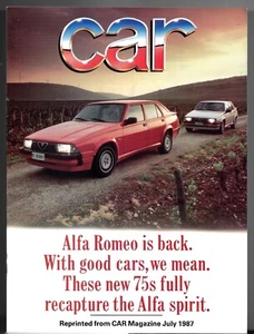 Alfa Romeo 75 2.0 Twin Spark & 3.0 V6 Road Test 1987-1988 UK Market Brochure Car - Picture 1 of 2
