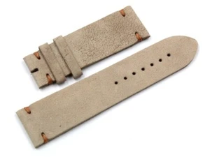 Leather Strap Gray Trim Mustard 24mm Made Italy Top Quality Strap Watch - Picture 1 of 3