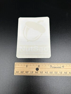 Nut Sac Bag 3” X 4” White Lettering Clear Back Sticker Hipster Man Satchel - Image 1 of 4