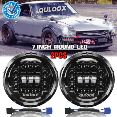 Black Pair 7inch Round LED Headlights Hi/Lo Beam For Datsun 280ZX/240Z/260Z/280Z - Image 1 of 4