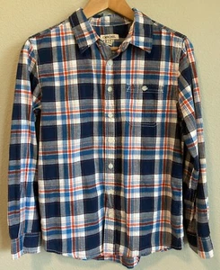 Cherokee Boys Size Large (12/14) Button Down Shirt Plaid White Blue Orange - Picture 1 of 3