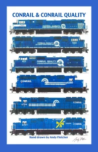 Conrail Locomotives 11"x17" Poster in 12" x 18" mat Andy Fletcher signed - Picture 1 of 1