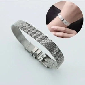 Fashion Stainless Steel Silver-Tone Mesh Belt Buckle Adjustable Womens Bracelets - Picture 1 of 4