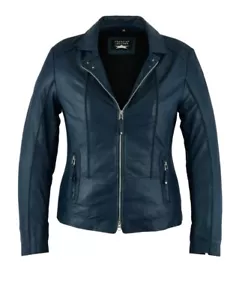 Awanstar Neue Lammnappa Damen leder jacke Hochwertige Lederjacke für Damen Blau - Bild 1 von 3