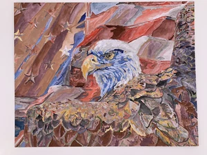 PLAID - PAINT BY NUMBER -  Spirit of Freedom Eagle  16" X 20"  Completed 22043 - Picture 1 of 7
