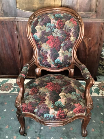 19th Century Parlor Arm Chair Ladies with Front Leg Casters Library Den Cover
