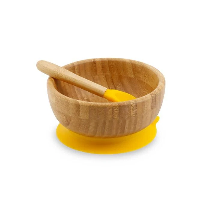 Bambusschalen-Set rund I Saugnapf-Schüssel mit Löffel - FSC-zertifiziert I to... - Bild 1 von 4