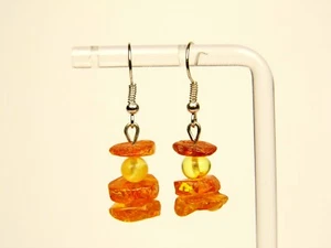 Baltic Amber Dangle Drop Earrings Multicolor Natural Stone Genuine 6579 - Picture 1 of 5