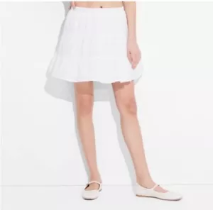 Wild Fable Women’s Size L Skirt White Cotton Tiered Eyelet Cottagecore Mini NWT - Picture 1 of 3