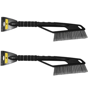 2 x AA Heavy Duty Car Soft Grip Ice Scraper & Snow Brush Windscreen Frost Winter - Picture 1 of 6