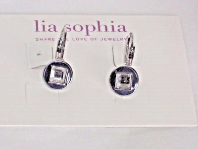 Adorables Pendientes LIA SOPHIA OBTURADOR, Azul Marino, Cristales Cortados, Pequeños, Nuevos con Etiquetas Foto 1 de 4