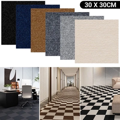 12/48/60x Self Adhesive Carpet Tiles Commercial Office Home Shop Retail Flooring - Image 1 of 4