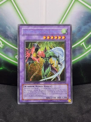 Yugioh Elemental Hero Flame Wingman EHC1-EN004 Secret Rare Limited Edition HP - Image 1 of 2