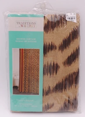 NEW Waverly Zebra Animal Print Shower Curtain 70x72" Couture Kingdom Brown Tan - Image 1 of 4