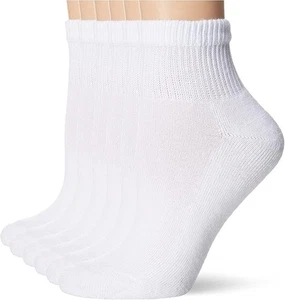 Hanes Ultimate womens 6-pack Ankle athletic socks, White, Shoe Size 5-9 US - Picture 1 of 3