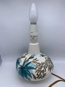 Jersey Pottery Lamp Hand painted MCM Vintage White Blue Green - Picture 1 of 8