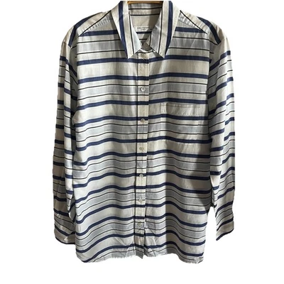 Camisa Blusa Equipment Mujer 100% Algodón Rayas Manga Larga Botón Carrera S Foto 1 de 4